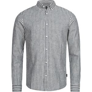 INDICODE JEANS Overhemd 'Brayden'  donkergrijs / wit