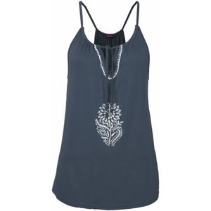 Imprimé - Dames Top - Blauw/Wit Gedessineerd - Spaghettibandjes - Casual
