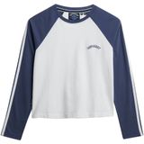 Superdry - Shirt - Marine/Wit - Lange Mouwen - Ronde Hals - Normale Pasvorm