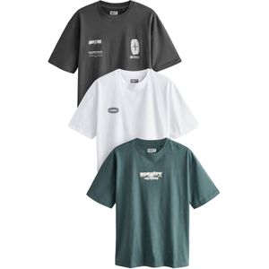 Next Shirt  donkergrijs / smaragd / zwart / wit