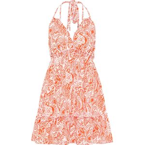 IZIA Zomerjurk  donkeroranje / wit