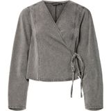 Pcfenna - Denim - Wikkelblouse - Regular-fit - Lange Mouwen - Strikceintuur