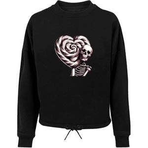 F4NT4STIC Sweatshirt 'Süße Süßigkeiten Herzform Liebe'  zwart / wit