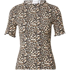 VILA Shirt 'VIOki'  crème / donkerbeige / zwart