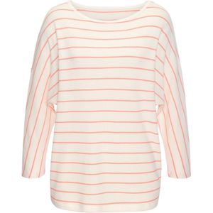 Vivance - Shirt - Wit/Abrikoos - 3/4 Mouwen - Loose Fit