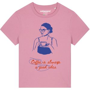 Watapparel Shirt 'Coffee is a good idea'  blauw / rosa / rood
