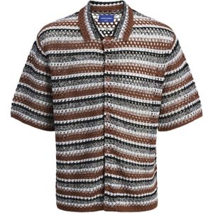 JACK & JONES Gebreid vest 'JORCorfu'  bruin / zwart / wit