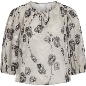 VILA Blouse  beige / zwart / wit