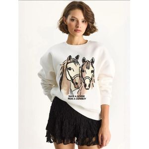Bianco Lucci Sweatshirt  crème / lichtbruin / zwart / wit