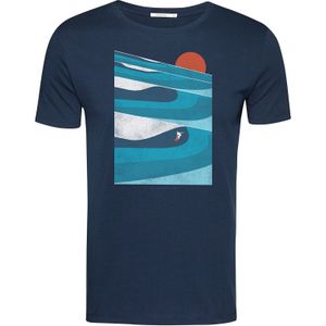 GREENBOMB Shirt 'Nature Perfect Waves'  marine / aqua / oranje / wit