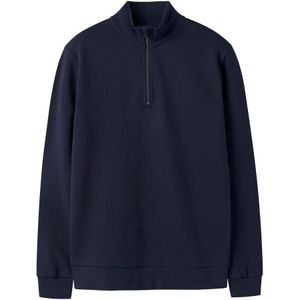 Sweatshirt - Halve Rits - Geborstelde Sweatstof - Lange Mouwen