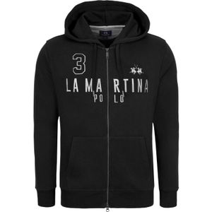 La Martina Sweatvest 'MBF305'  zwart / natuurwit