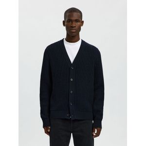 Selected Homme - TOM LS Knit Structure V-Neck Cardigan - Donkerblauw - Vest