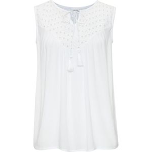 Blousetops - Wit - Broderie Anglaise - Mouwloos - Ruimvallend