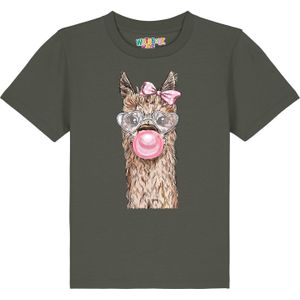 watabout.kids Shirt 'Alpaka'  kaki / pink / zwart / wit