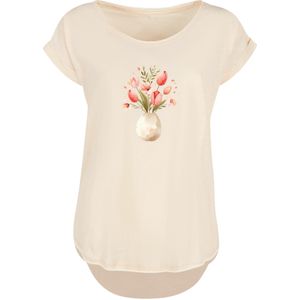 F4NT4STIC Shirt 'Rosa Frühlingsblumenstrauß in Vase'  beige / sand / groen / pink