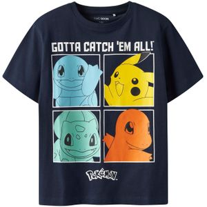 TWO SOON Shirt 'Pokémon'  navy / geel / oranje / wit