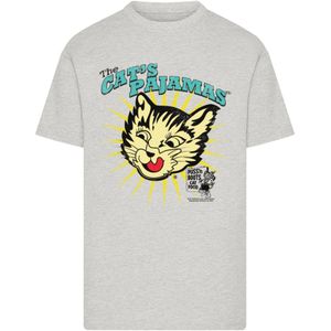 F4NT4STIC Shirt 'Puss N Boots The Cats Pajamas Vintage Art'  blauw / geel / grijs