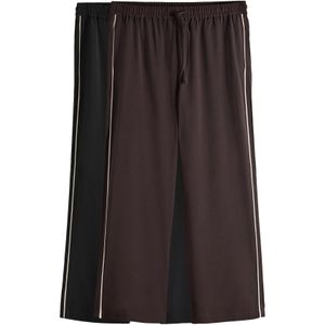 The Set Broek  donkerbruin / zwart / wit