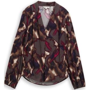 Tom Tailor - Klassieke Blouse - Bruin - Met Print All-over