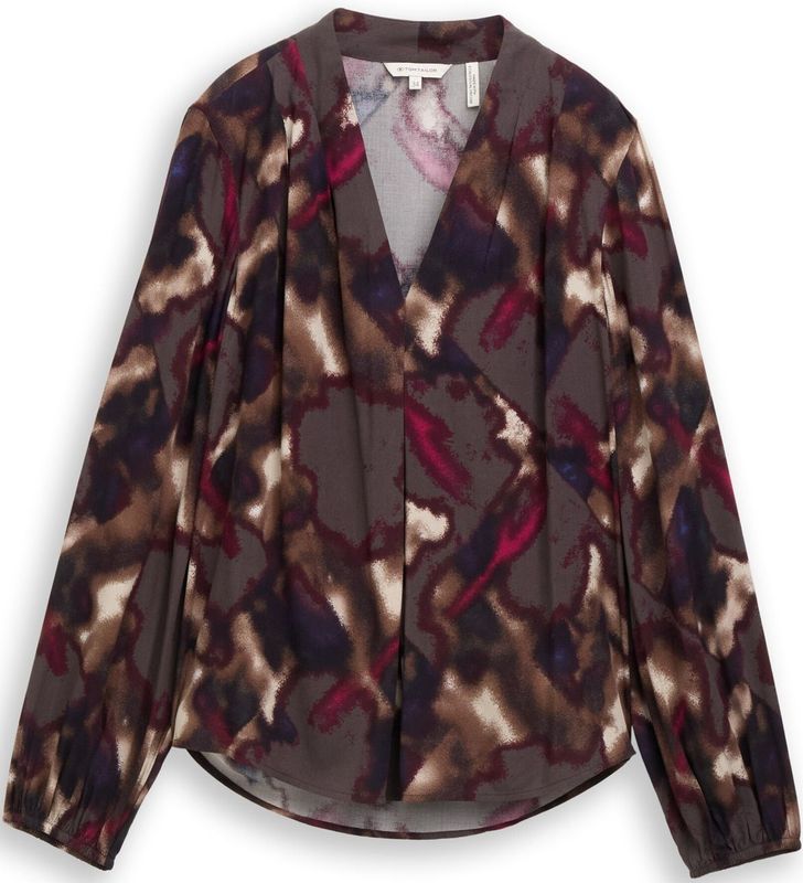 Tom Tailor - Klassieke Blouse - Bruin - Met Print All-over