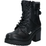 Dockers - Chunky Laarzen - Zwart - Met Blokhak - Vetersluiting en Ritssluiting