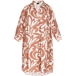 DreiMaster Klassik Blousejurk  beige / ecru / donkerbeige / lichtbruin