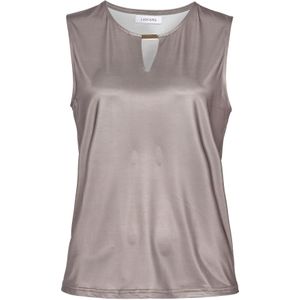 Tanktops - Taupe - Gladde Jerseykwaliteit - Cut-out - V-hals - Mouwloos