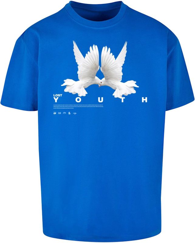 Lost Youth Shirt 'Dove'  royal blue/koningsblauw / grijs / wit