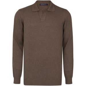 Felix Hardy - Gebreide Polo Trui - Bruin - 100% Katoen - Heren - 2XL