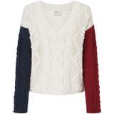 Gevlochten Gebreide Trui - Wit - Katoen - V-hals - Lange Mouwen - Duurzaam