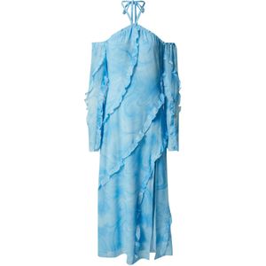 EDITED Jurk 'Katjana'  lichtblauw / wit