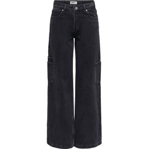 ONLY - ONLKIRA - Jeans - Zwart gemêleerd - Loosefit - Mid waist