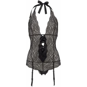 Bodystocking - Zwart - Kant - Halternek