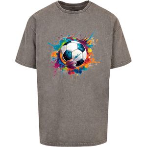 F4NT4STIC Shirt 'Bunte Fußball Grafik'  blauw / grijs / oranje / wit