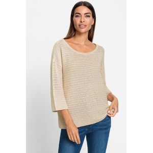 Gebreide Trui - Ivoor - 47% Katoen, 28% Linnen, 20% Polyester, 5% Gemetalliseerde Vezels