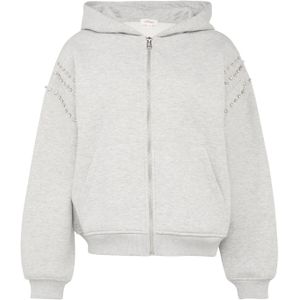 Sweatshirt - Capuchon - Siersteentjes - Katoen - Grijs