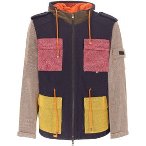 Distretto12 Outdoorjas  donkerblauw / geel / rosa