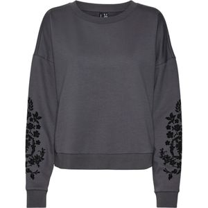 VERO MODA Sweatshirt 'VMHELEN TRINA'  donkergrijs / zwart