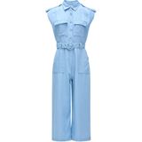 Salsa Jeans - 21009428 - Jumpsuit - Lichtblauw - Kraaghalslijn - Korte Mouwen - Cropped Slim