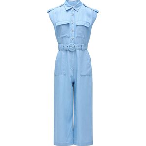 Salsa Jeans - 21009428 - Jumpsuit - Lichtblauw - Kraaghalslijn - Korte Mouwen - Cropped Slim