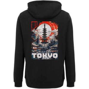 Oldskull Sweatshirt 'Tokyo Skyline Manga Graphic'  rood / zwart / wit