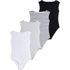 The Set Shirt body  grijs gemêleerd / zwart / wit