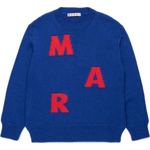 Marni - Gebreide Trui - Kobaltblauw/Rood