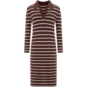 Imily Bela Gebreide jurk  donkerbruin / wit
