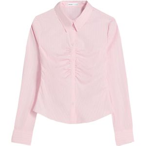 Bershka - Blouse - Rosé / Offwhite - Klassieke Blouse - Slanke Pasvorm