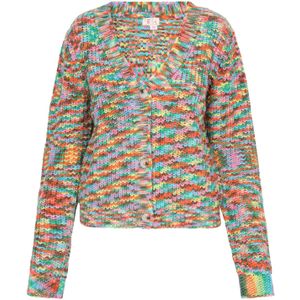 IZIA Gebreid vest  hemelsblauw / limoen / kreeft / oudroze