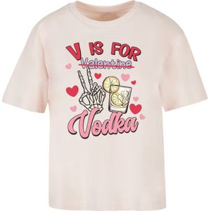 F4NT4STIC Oversized shirt 'Anti Valentinstag V Is For Vodka'  rosé / oudroze / rood / offwhite