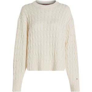 Tommy Hilfiger - Gebreide Trui - Beige - Katoen - Ronde Hals