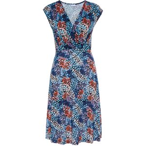 Jersey - Blauw/Koraal - All-over Print - V-hals - Korte Mouwen